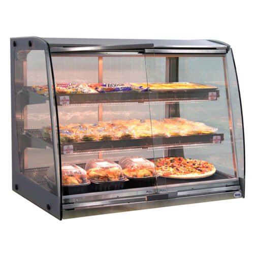 SandenVendo HFDHC0013 42 7/10" Dual Service Countertop Countertop Heated Display Case - (3) Shelves, 115v SandenVendo HFDHC0013 42 7/10" Dual Service Countertop Countertop Heated Display Case - (3) Shelves, 115v